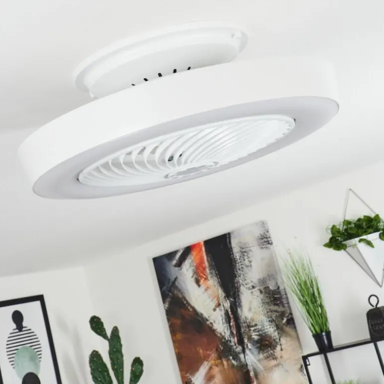 Ventilateur de plafond Azenha LED Blanc, 1 lumière, Télécommandes