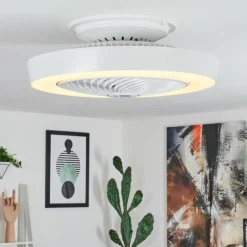 Ventilateur de plafond Azenha LED Blanc, 1 lumière, Télécommandes