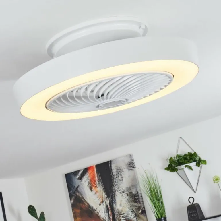 Ventilateur de plafond Azenha LED Blanc, 1 lumière, Télécommandes