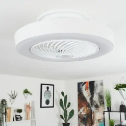 Ventilateur de plafond Azenha LED Blanc, 1 lumière, Télécommandes