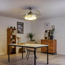 Ventilateur de plafond Bendigo LED Nickel mat, Transparent, 1 lumière