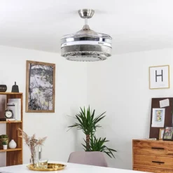 Ventilateur de plafond Bendigo LED Nickel mat, Transparent, 1 lumière