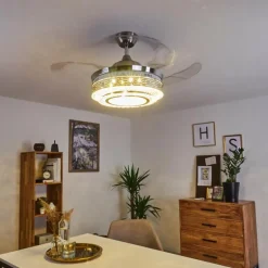 Ventilateur de plafond Bendigo LED Nickel mat, Transparent, 1 lumière