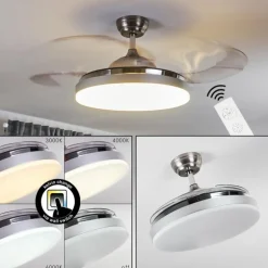 Ventilateur de plafond Bendigo LED Chrome, 1 lumière