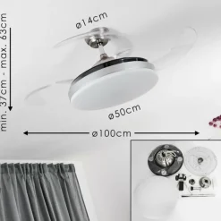 Ventilateur de plafond Bendigo LED Chrome, 1 lumière