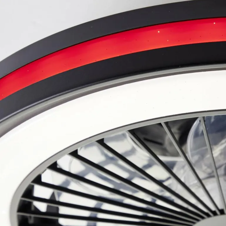 Ventilateur de plafond Brilliant Palmero Noir, 1 lumière, Télécommandes, Changeur de couleurs