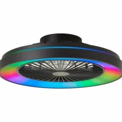 Ventilateur de plafond Brilliant Mazzaro LED Noir, 1 lumière, Télécommandes, Changeur de couleurs