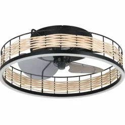Ventilateur de plafond Eglo FRANA LED Noir, 1 lumière, Télécommandes