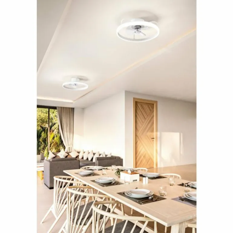 Ventilateur de plafond Fabas Luce Relais LED Blanc, 1 lumière