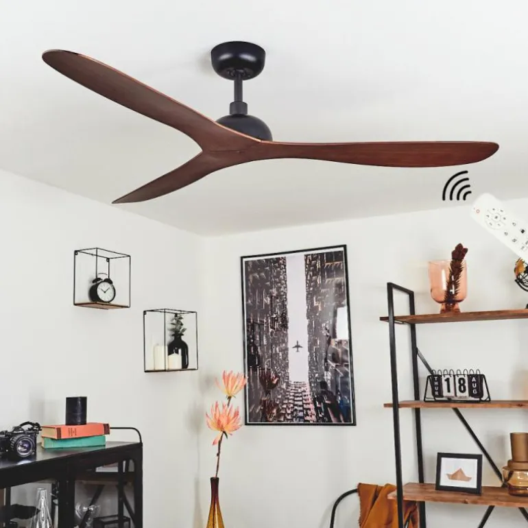 Ventilateur de plafond Follseland Brun, Couleur bois, Noir