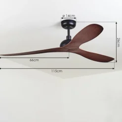 Ventilateur de plafond Follseland Brun, Couleur bois, Noir