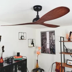 Ventilateur de plafond Follseland Brun, Couleur bois, Noir