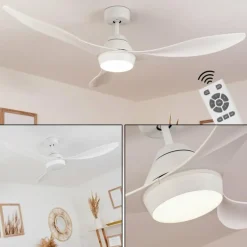 Ventilateur de plafond Follseland LED Blanc, 1 lumière, Télécommandes
