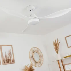 Ventilateur de plafond Follseland LED Blanc, 1 lumière, Télécommandes