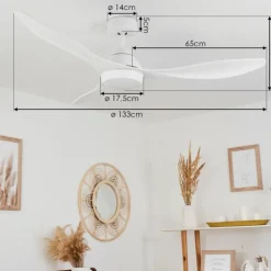 Ventilateur de plafond Follseland LED Blanc, 1 lumière, Télécommandes