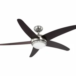 Ventilateur de plafond Globo Fabiola Bois foncé, Nickel mat, 1 lumière, Télécommandes