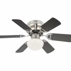 Ventilateur de plafond Globo Ugo Bois clair, Nickel mat, 1 lumière