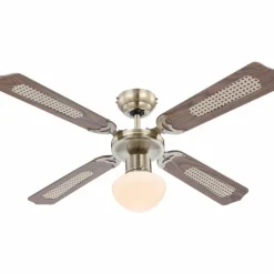 Ventilateur de plafond Globo Champion Vieux laiton, Bois foncé, 1 lumière