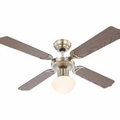 Ventilateur de plafond Globo Champion Vieux laiton, Bois foncé, 1 lumière