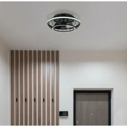 Ventilateur de plafond Globo LEONHARD LED Noir, 1 lumière, Télécommandes