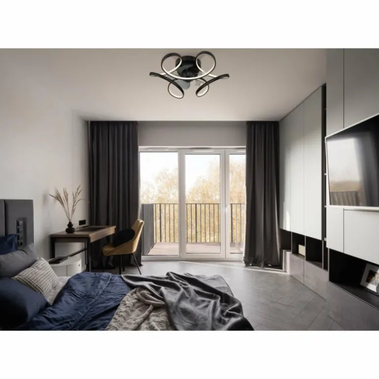 Ventilateur de plafond Globo LORIS LED Noir, 1 lumière, Télécommandes