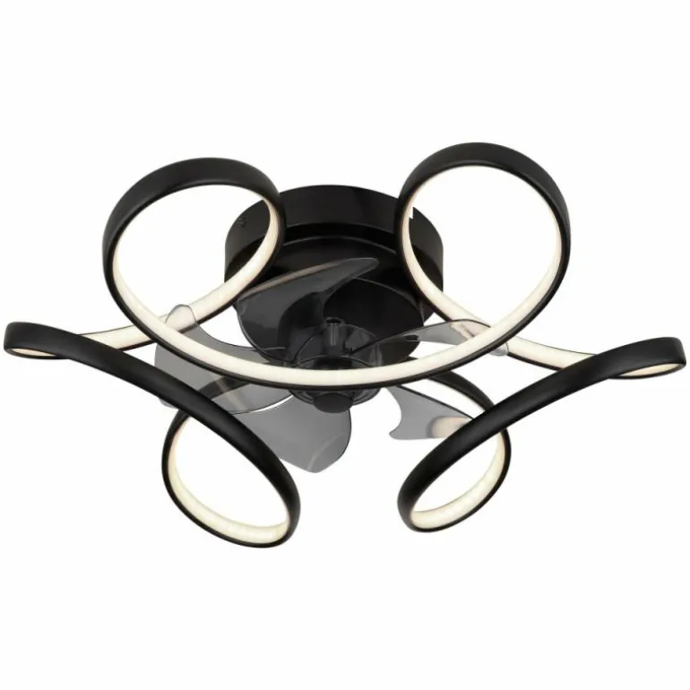 Ventilateur de plafond Globo LORIS LED Noir, 1 lumière, Télécommandes