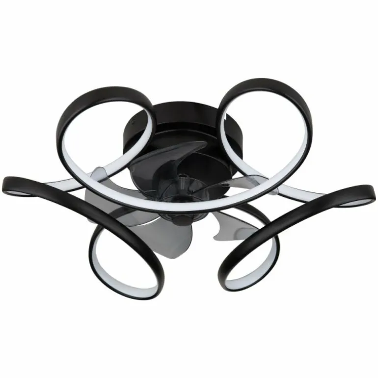 Ventilateur de plafond Globo LORIS LED Noir, 1 lumière, Télécommandes