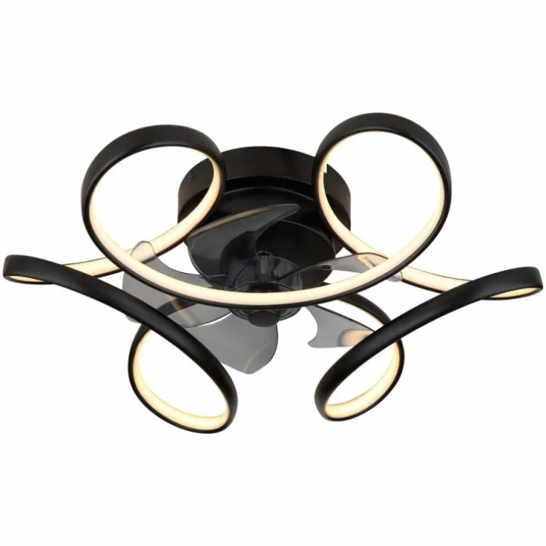 Ventilateur de plafond Globo LORIS LED Noir, 1 lumière, Télécommandes