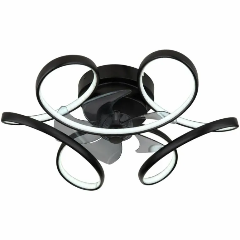 Ventilateur de plafond Globo LORIS LED Noir, 1 lumière, Télécommandes