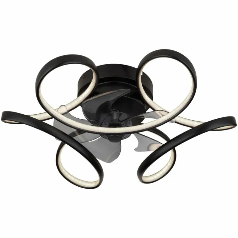 Ventilateur de plafond Globo LORIS LED Noir, 1 lumière, Télécommandes