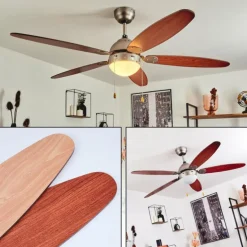 Ventilateur de plafond Gyllan Nickel mat, 1 lumière