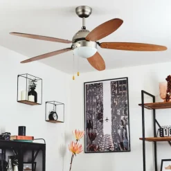 Ventilateur de plafond Gyllan Nickel mat, 1 lumière