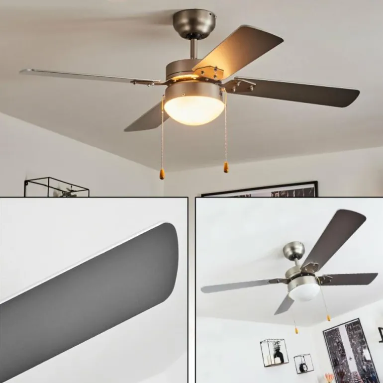 Ventilateur de plafond Hamnvik Nickel mat, 1 lumière