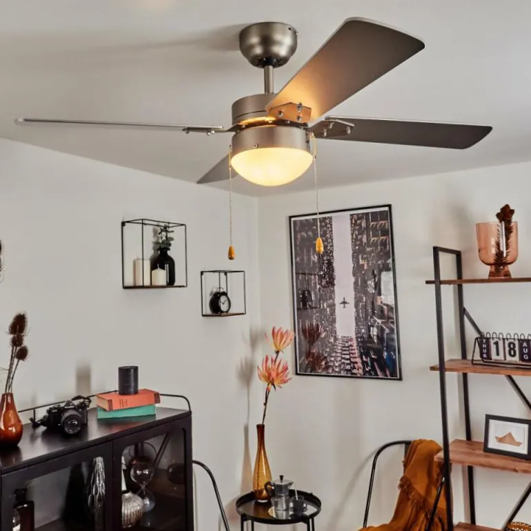 Ventilateur de plafond Hamnvik Nickel mat, 1 lumière