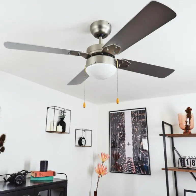 Ventilateur de plafond Hamnvik Nickel mat, 1 lumière