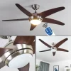 Ventilateur de plafond Imon Bois foncé, Nickel mat, 1 lumière, Télécommandes