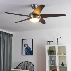 Ventilateur de plafond Imon Bois foncé, Nickel mat, 1 lumière, Télécommandes