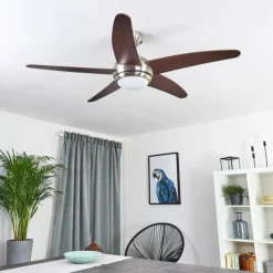 Ventilateur de plafond Imon Bois foncé, Nickel mat, 1 lumière, Télécommandes