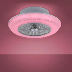 Ventilateur de plafond Leuchten Direkt DION LED Argenté, 1 lumière, Télécommandes, Changeur de couleurs