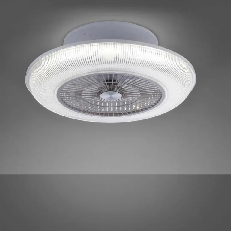 Ventilateur de plafond Leuchten Direkt DION LED Argenté, 1 lumière, Télécommandes, Changeur de couleurs