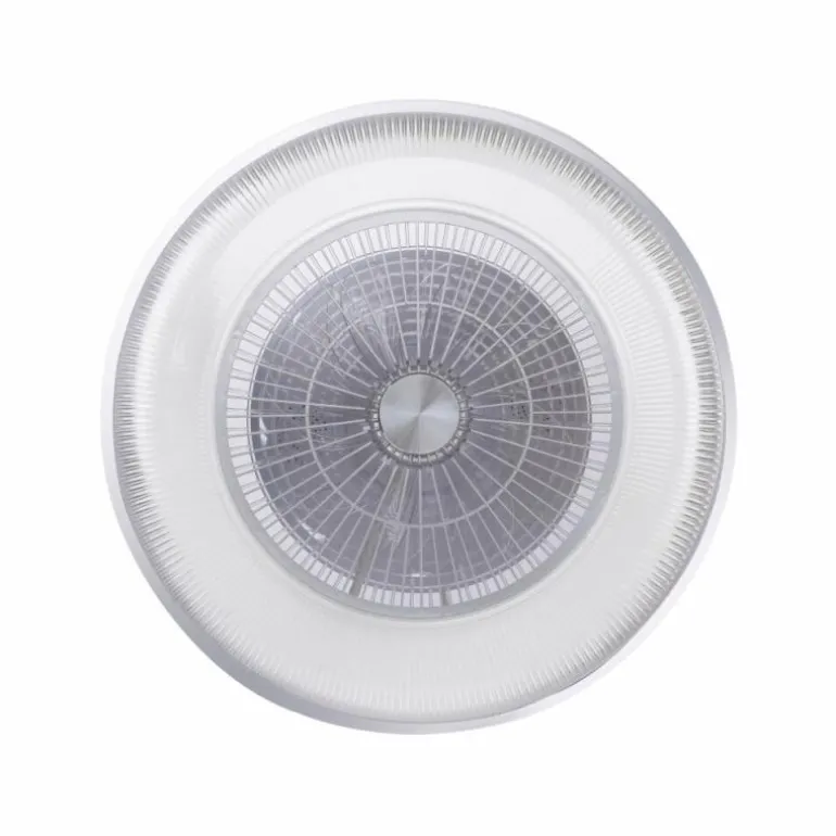 Ventilateur de plafond Leuchten Direkt DION LED Argenté, 1 lumière, Télécommandes, Changeur de couleurs
