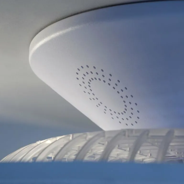 Ventilateur de plafond Leuchten Direkt DION LED Argenté, 1 lumière, Télécommandes, Changeur de couleurs