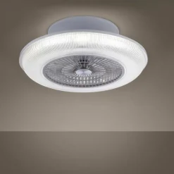 Ventilateur de plafond Leuchten Direkt DION LED Argenté, 1 lumière, Télécommandes, Changeur de couleurs