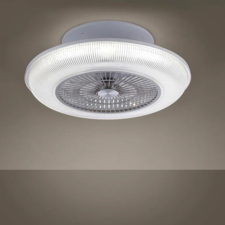 Ventilateur de plafond Leuchten Direkt DION LED Argenté, 1 lumière, Télécommandes, Changeur de couleurs