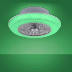 Ventilateur de plafond Leuchten Direkt DION LED Argenté, 1 lumière, Télécommandes, Changeur de couleurs
