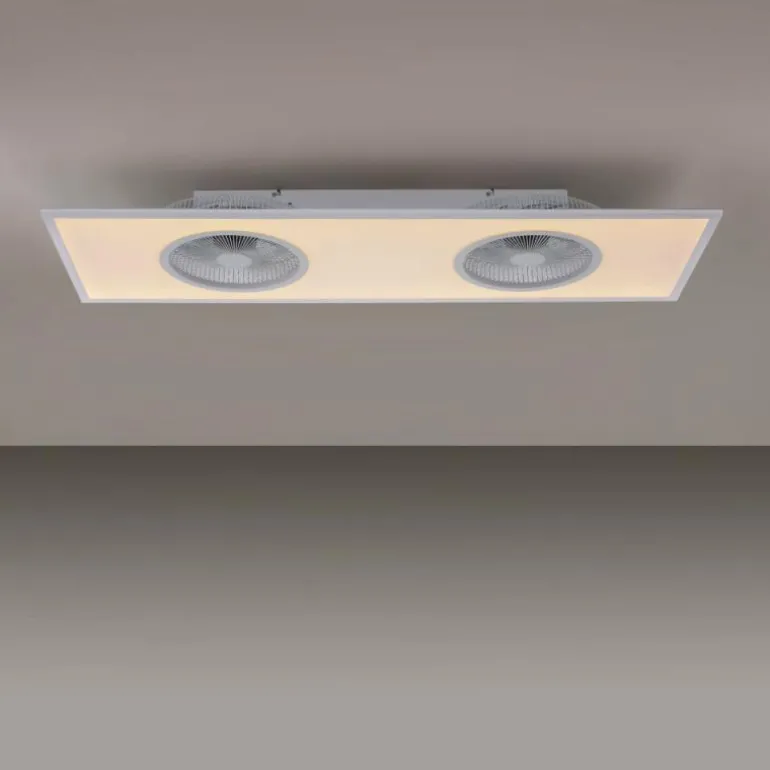 Ventilateur de plafond Leuchten Direkt FLAR-AIR LED Blanc, 1 lumière, Télécommandes