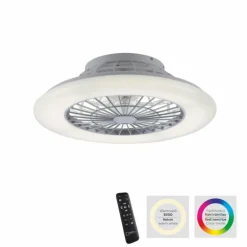 Ventilateur de plafond Leuchten-Direkt PATRICK LED Argenté, 1 lumière, Télécommandes, Changeur de couleurs
