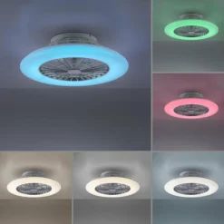 Ventilateur de plafond Leuchten-Direkt PATRICK LED Argenté, 1 lumière, Télécommandes, Changeur de couleurs