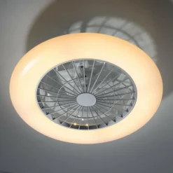 Ventilateur de plafond Leuchten-Direkt PATRICK LED Argenté, 1 lumière, Télécommandes, Changeur de couleurs