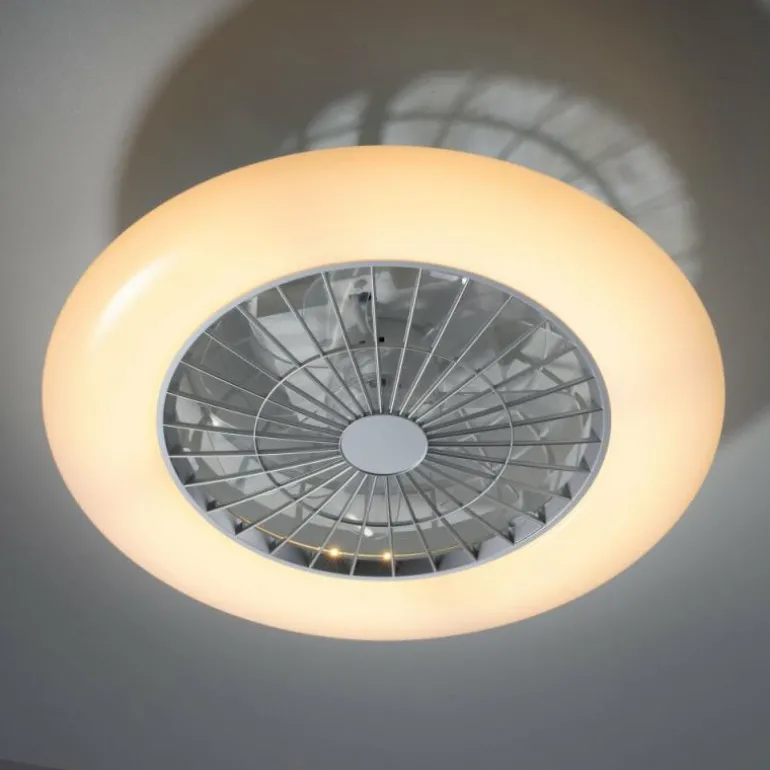 Ventilateur de plafond Leuchten-Direkt PATRICK LED Argenté, 1 lumière, Télécommandes, Changeur de couleurs